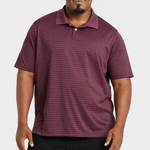 Goodfellow & Co Performance Polo Striped Burgundy Mens Short Sleeve 2XL - New
